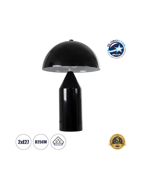 GloboStar Metal Table Lamp for Socket E27 with Black Shade and Base