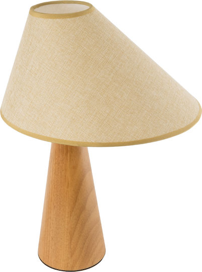 GloboStar Kauai Wood Table Lamp for Socket E27 with Beige Shade and Base
