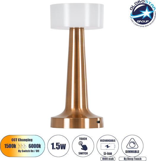 GloboStar Nanna Kunststoff Tischlampe LED mit Weiß Schirm und Kupfer Basis