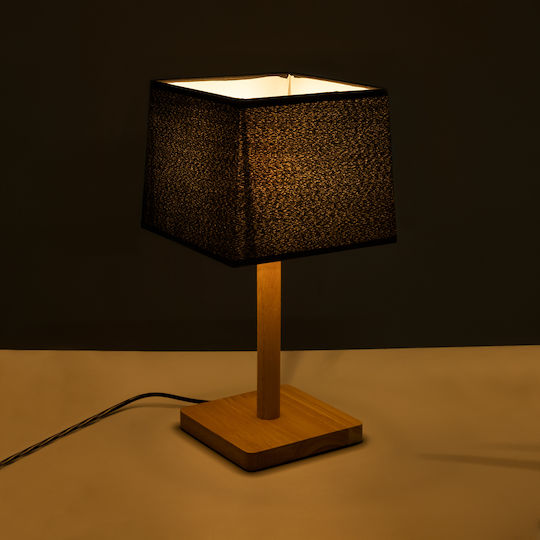 GloboStar Wood Table Lamp for Socket E27 with Black Shade and Beige Base