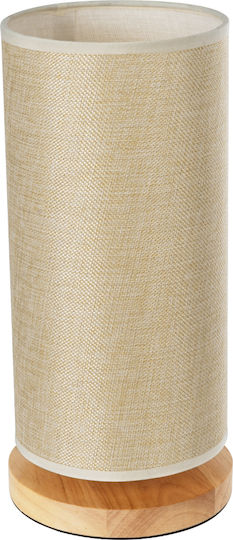 GloboStar Valverde Wood Table Lamp for Socket E27 with Beige Shade and Base