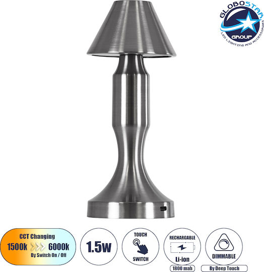 GloboStar Lunna Plastic Table Lamp LED with Silver Shade and Base