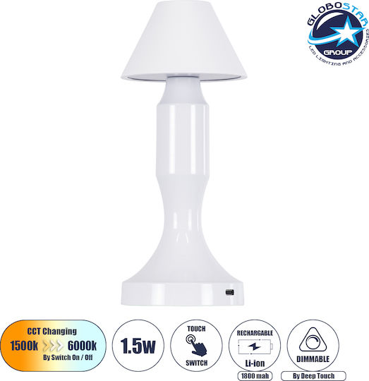 GloboStar Lunna Kunststoff Tischlampe LED mit Weiß Schirm und Basis
