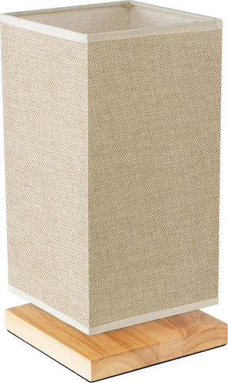 GloboStar Aruba Wood Table Lamp for Socket E27 with Beige Shade and Base