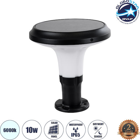 GloboStar Ηλιακό Φωτιστικό Δαπέδου Κολωνάκι 10W 330lm Ψυχρό Λευκό 6000K με Αισθητήρα Κίνησης και Φωτοκύτταρο IP65 25x25x28εκ.