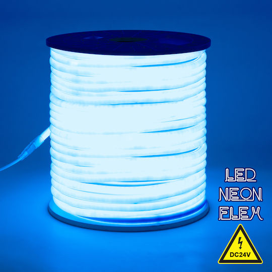 GloboStar Водоустойчива LED Лента 24V Синьо Светлина 1м Неон Флекс