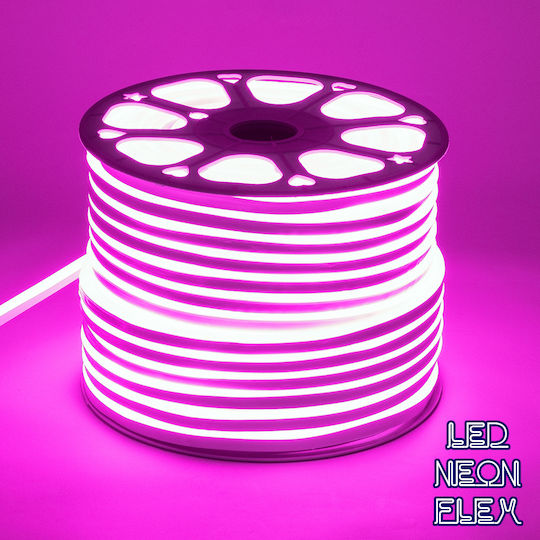 GloboStar Αδιάβροχη Ταινία LED 220V Ροζ Φως 1m Neon Flex