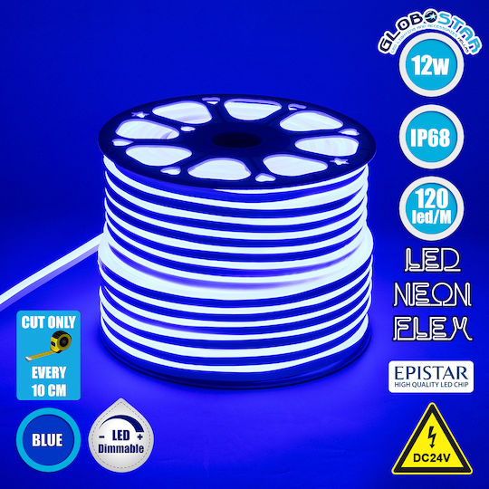 GloboStar Waterproof LED Strip 24V Blue Light 1m Neon Flex
