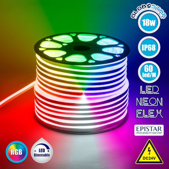 GloboStar Αδιάβροχη Ταινία LED 24V RGB Φως 1m Neon Flex