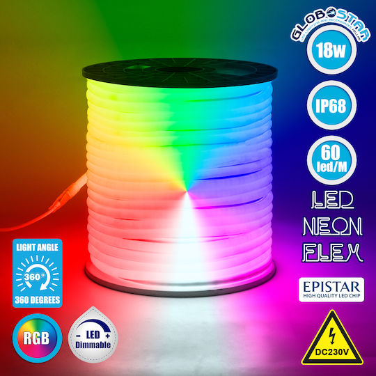 GloboStar Rezistent la apă Bandă LED 220V RGB Lumină 1m Neon Flex