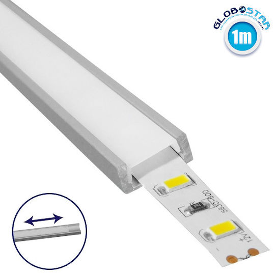 GloboStar External Aluminum Profile for LED Strip with Opal Cover 100x1.6x0.6cm