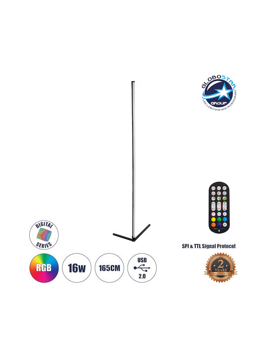 GloboStar Digicolumn LED Floor Lamp H165xW3cm. with RGB Light 1280lm Black
