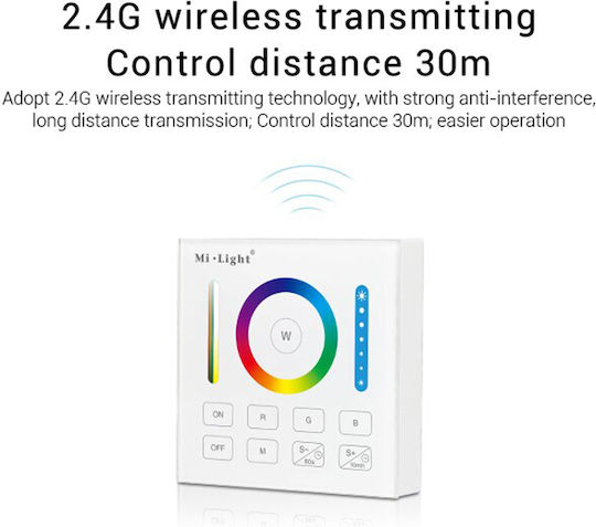 GloboStar Mi-Light B0 Διακόπτης Dimmer με Πλαίσιο LED Αφής Smart Χειριστήριο 2.4G