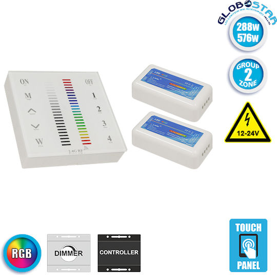 GloboStar Επιτοίχιος Διακόπτης Dimmer με Πλαίσιο Ταινία LED Αφής