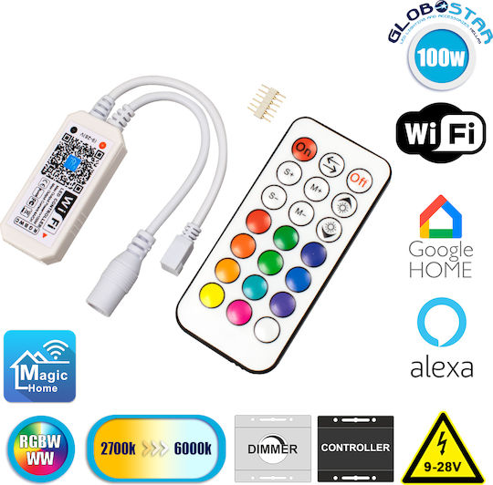 GloboStar Ασύρματο RGBW Controller RF με Τηλεχειριστήριο LED RGBW-WW Controller με Χειριστήριο 73430