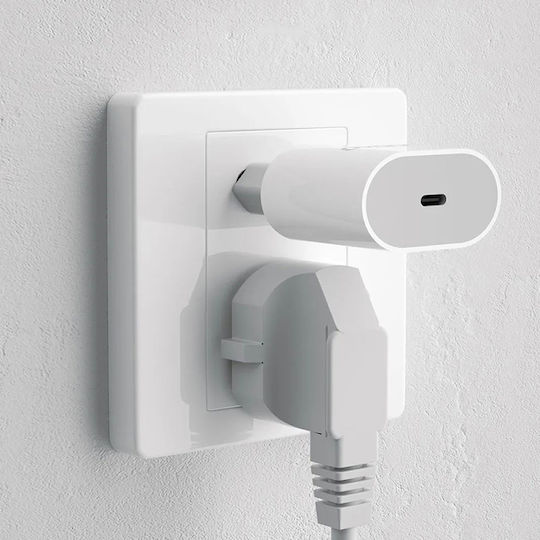 Dudao Φορτιστής με Θύρα USB-C και Καλώδιο USB-C - USB-C 20W Power Delivery Λευκός (A14EUC)