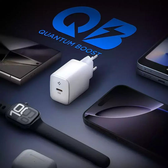Spigen Зарядно без кабел с USB-C порт 20W Power Delivery Бял (EE201EU)