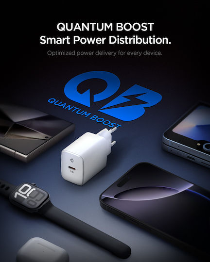Spigen Зарядно без кабел с USB-C порт 20W Power Delivery Бял (EE201EU)