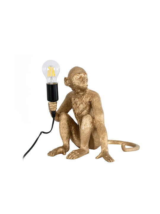 GloboStar Apes Декоративна Лампа Фигура с Цокъл за Крушка E27 Златист