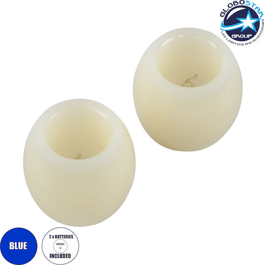 GloboStar CANDLE Dekorative Lampe Wachs-Politur Weiß 2Stück