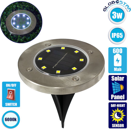 GloboStar Spiked Solar Light 3W 200lm Cold White 6000K with Photocell IP65