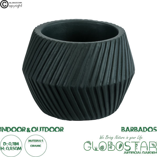 GloboStar Artificial Garden Barbados Саксия Керамика Черен 11x11x8.5εκ.