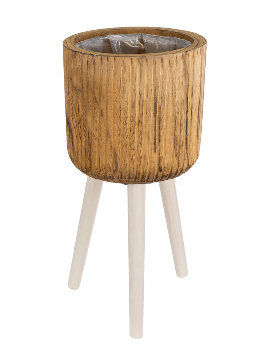 GloboStar Planter Wooden Brown with Stand 22x22x46cm.