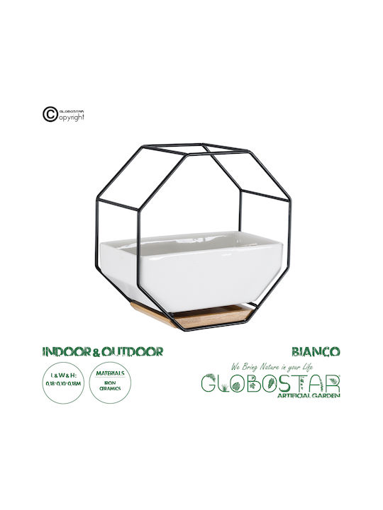 GloboStar Artificial Garden Bianco Hängend Übertopf Keramik Weiß 18x10x18εκ.