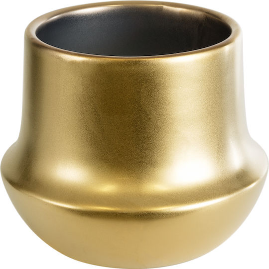 GloboStar Kerkyra Übertopf Keramik Gold 15x15x12.5εκ.