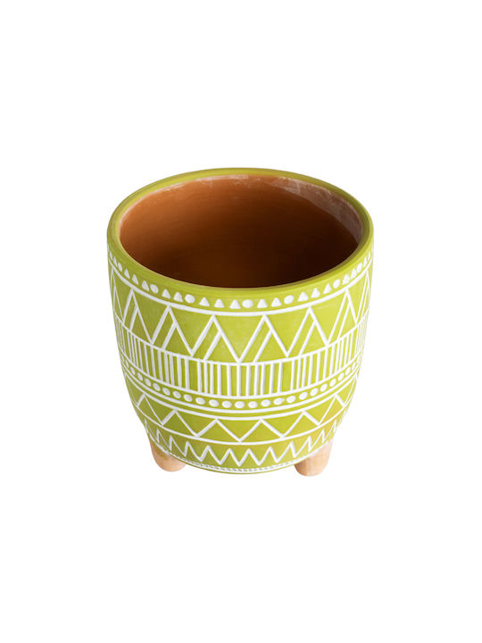 GloboStar Artificial Garden Kenya Planter Ceramic Green with Stand 16x16x16cm.