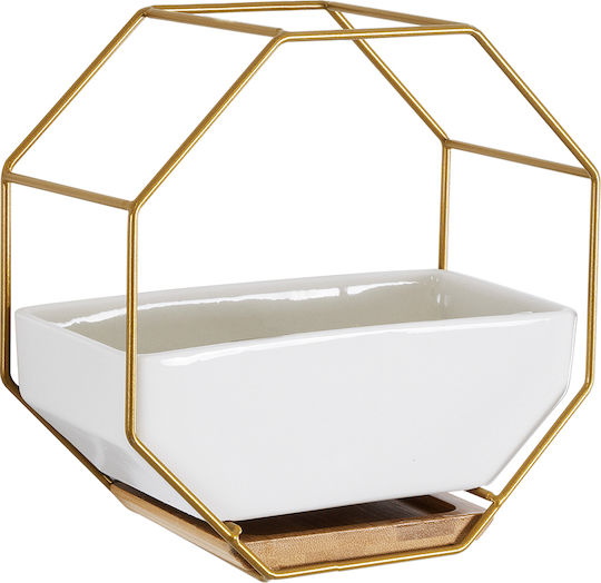 GloboStar Hängend Übertopf Keramik Weiß 18x10x18εκ.