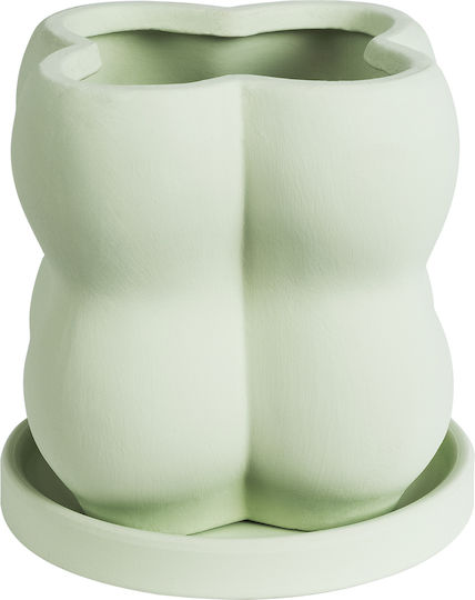 GloboStar Artificial Garden Athena Planter Ceramic Green with Stand 13x13x14cm.