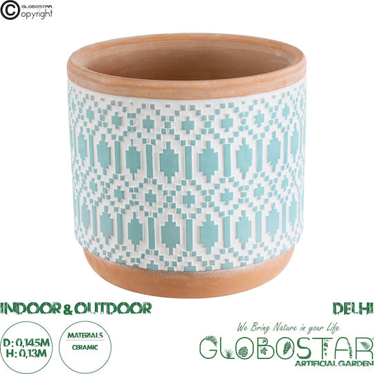 GloboStar Artificial Garden Delhi Planter Ceramic Light Blue 14.5x14.5x13cm.