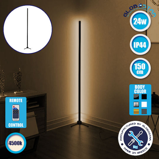 GloboStar LED Floor Lamp H150cm. with Natural White Light 130lm Black