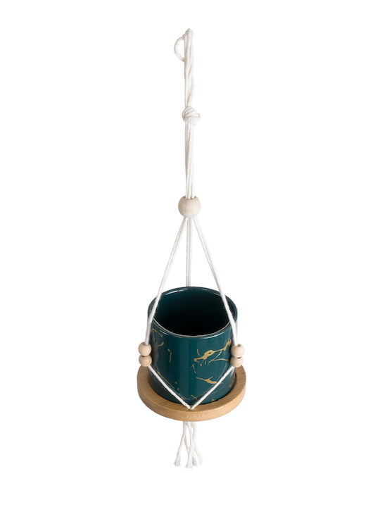 GloboStar Tallinn Hanging Planter Ceramic Green 10x10x40cm.