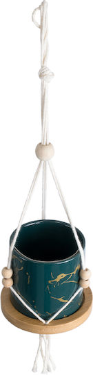 GloboStar Tallinn Hanging Planter Ceramic Green 10x10x40cm.