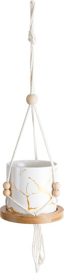 GloboStar Suspendat Ghiveci Ceramică Alb 10x10x40εκ.