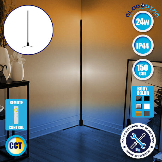 GloboStar LED Floor Lamp H150cm. with Adjustable White Light 130lm Black