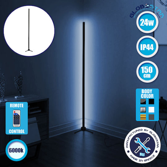 GloboStar LED Floor Lamp H150xW3cm. with Cool White Light 140lm Black