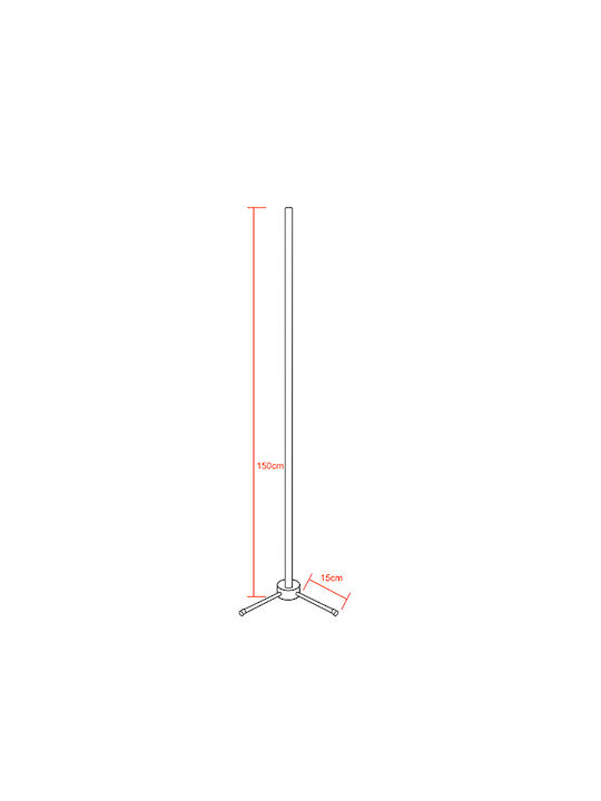 GloboStar LED Floor Lamp H150xW3cm. with Cool White Light 140lm Black