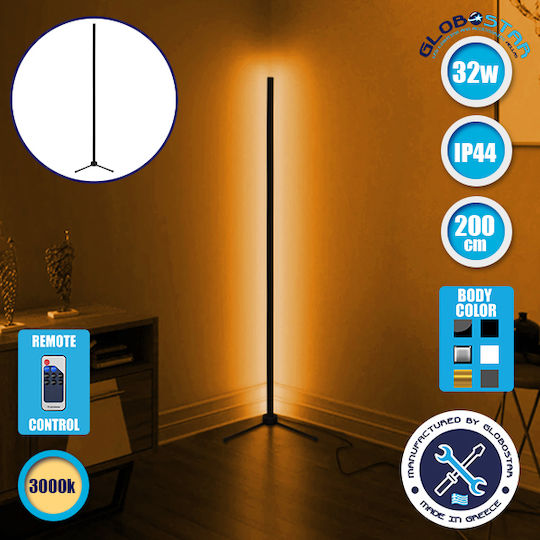 GloboStar Lampa de podea LED Î200xL3cm. cu Lumină Alb Cald 3840lm Negru