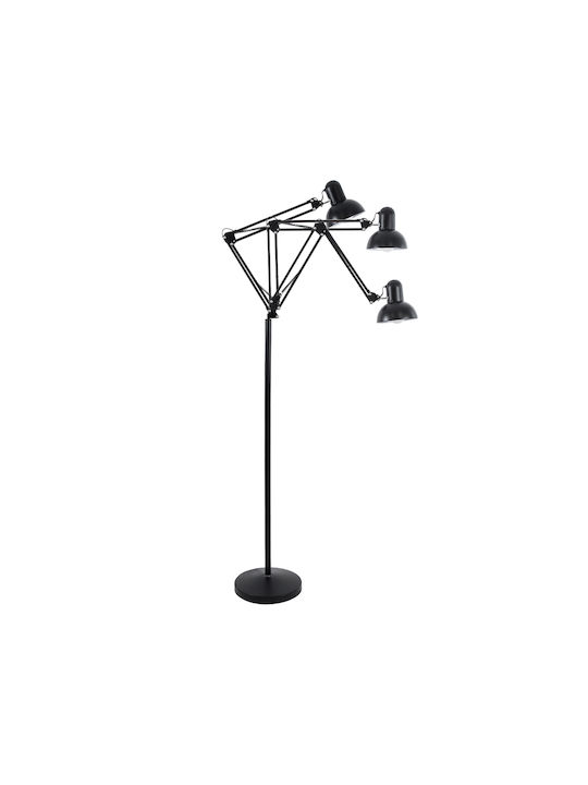 GloboStar Audrey Vintage Floor Lamp H190xW15cm. with Socket for Bulb E27 Black