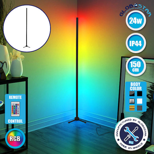 GloboStar LED Floor Lamp H150xW3cm. with RGB Light 100lm Black