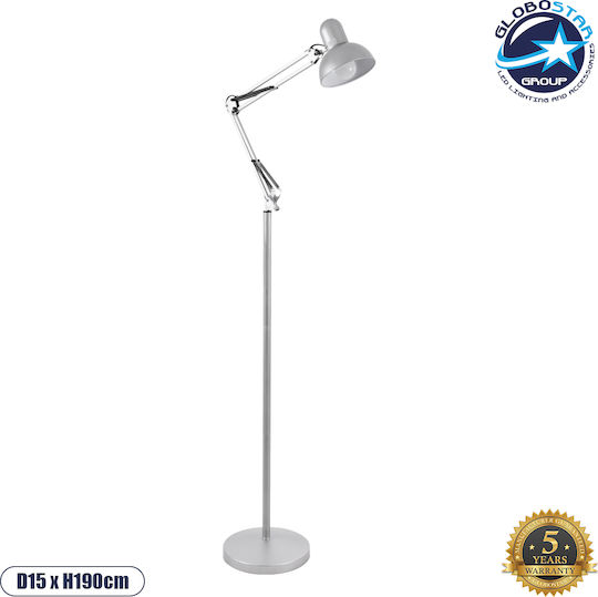 GloboStar Audrey Vintage Lampa de podea Î190xL15cm. cu Soclu pentru Bec E27 Argintiu