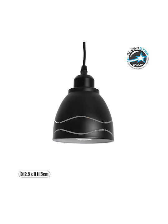 GloboStar Laguna Pendant Light Black Bell with Socket E27 12.5x12.5cm