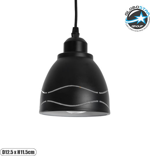 GloboStar Laguna Pendant Light Black Bell with Socket E27 12.5x12.5cm