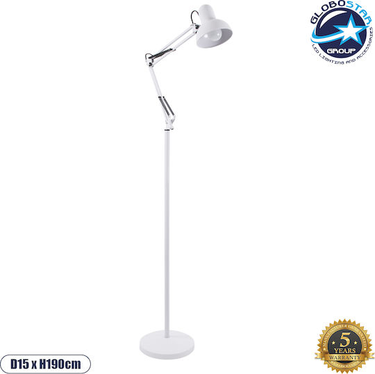 GloboStar Audrey Vintage Lampa de podea Î190xL27.5cm. cu Soclu pentru Bec E27 Alb