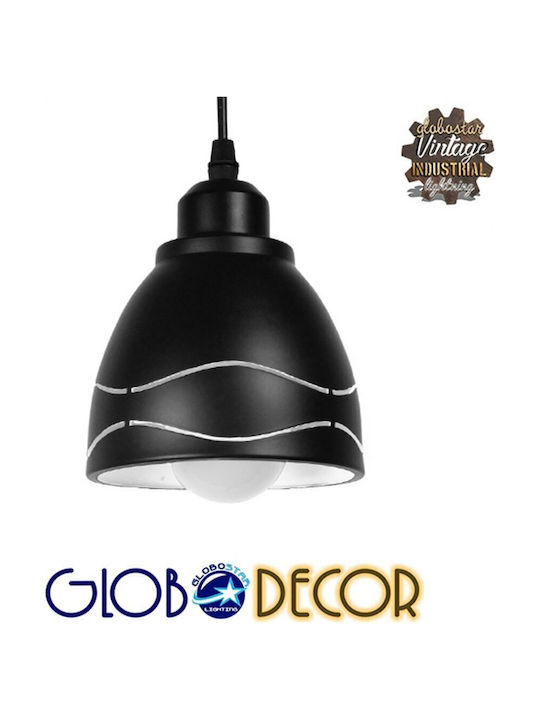 GloboStar Laguna Pendant Light Black Bell with Socket E27 12.5x12.5cm