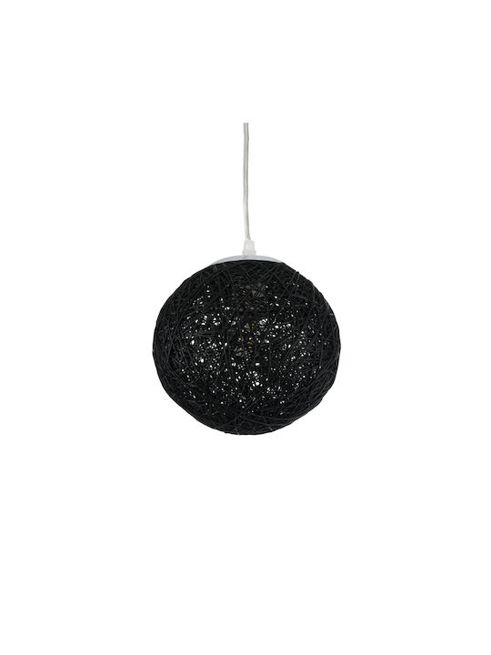 GloboStar Rattan Pendant Light Black with Socket E27 22x22x20cm