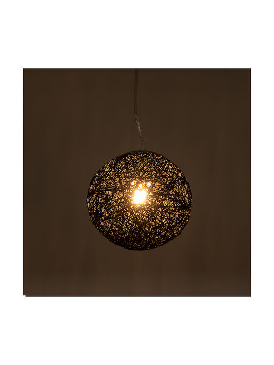 GloboStar Rattan Pendant Light Black with Socket E27 22x22x20cm